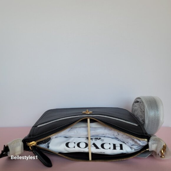 COACH Chaise Pebbled Leather Crossbody Bag- Black color $238. - Picture 11 of 16